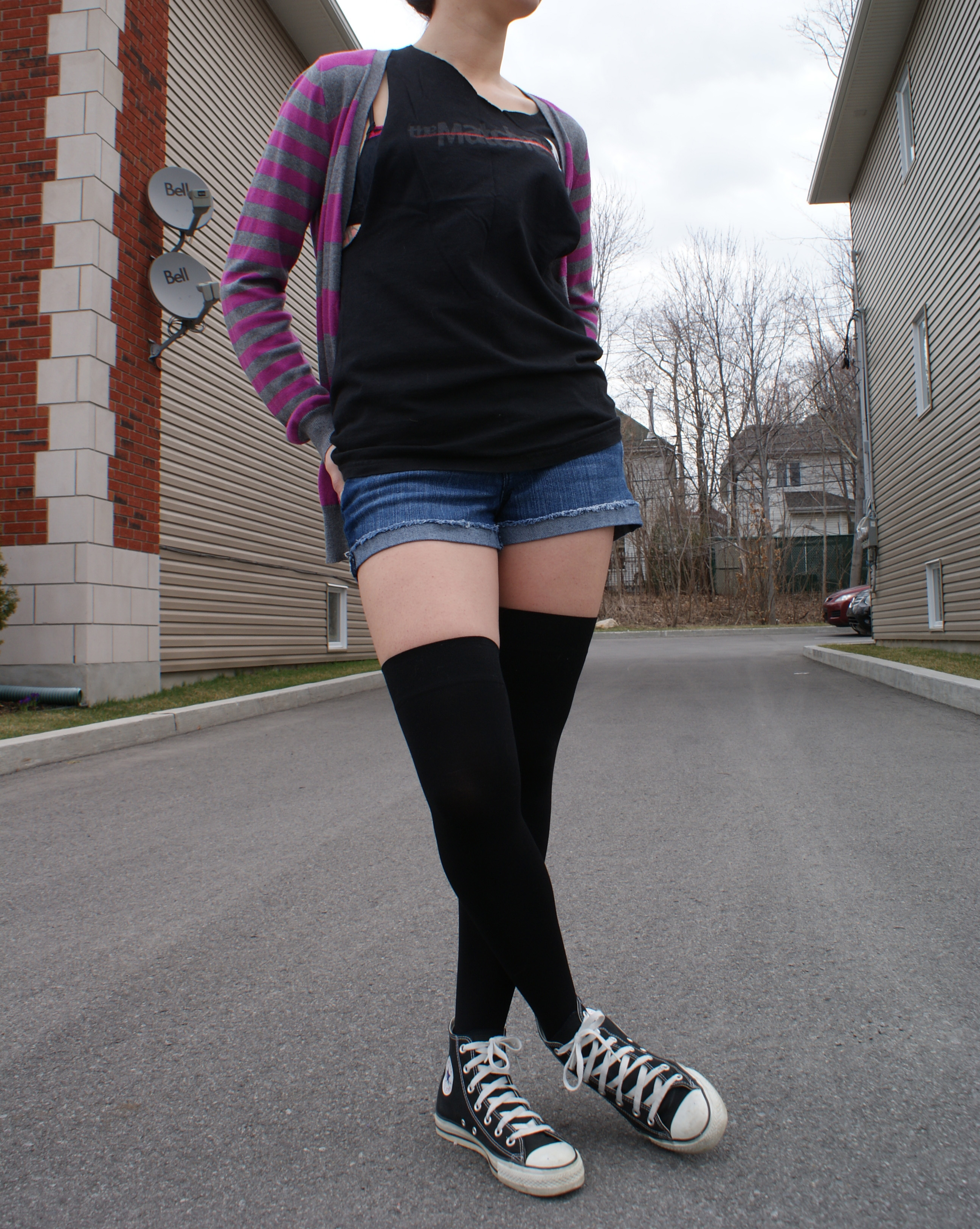 knee high socks Pin on Geeky Clothing Alissa L - Romwe Top, Thigh Highs Swe...